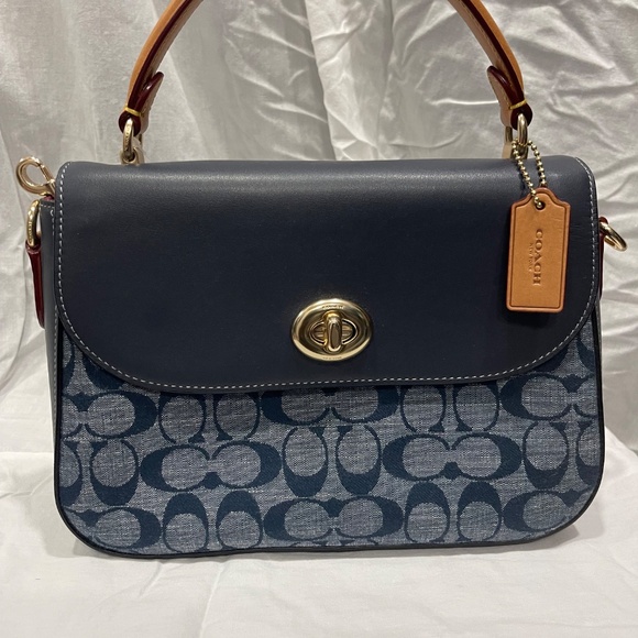 COACH MARLIE TOP HANDLE SATCHEL Signature Chambray DENIM - Picture 8 of 8